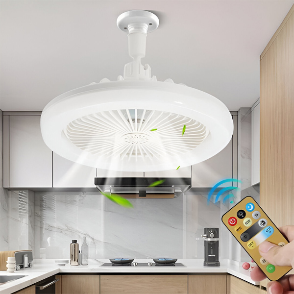 Ieskrūvējams griestu ventilators ar LED gaismu un tālvadības pulti | FANGLO