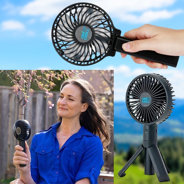 2-in-1 uzlādējams pārnēsājams mini ventilators ar statīvu | HANDCOLIO