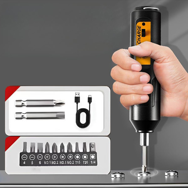 Mini elektriskais skrūvgriezis - 12 uzgaļi, 1 h USB uzlāde | SCREWZI
