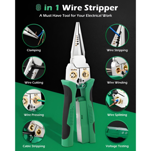 8-in-1 Vadu mizotājs un griezējs (20,7 cm) - Mizo, griež, presē un pārbauda spriegumu vienā instrumentā | POWERPLIERS