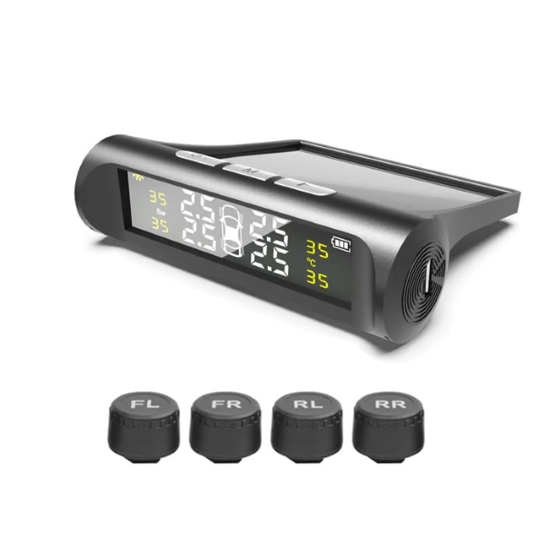 Riepu spiediena uzraudzības sistēma - 4 sensori, Saules enerģija + USB, IPX7 | TIREPRESS