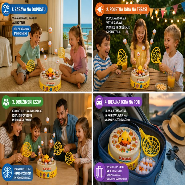 Lidojošo pīlīšu ķeršanas spēle - 2 tīkli, vecums 3+, baterijas | CATCHDUCK