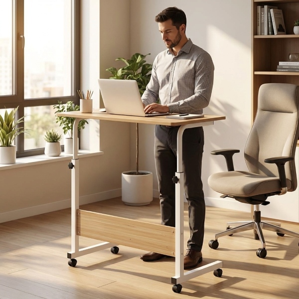 Pārnēsājams galds ar regulējamu augstumu uz riteņiem (71-90 cm) | EVOSTUL